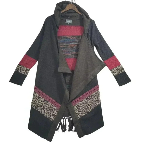 Miss Me Womens Bohemian Hooded Open Front Cardigan Sweater S  4CT - Picture 1 of 9